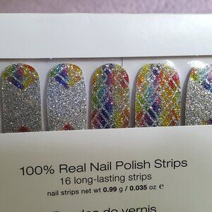 * Bad Chrome-ance * Retro 90's Silver Glitter Mixed Mani Nail Polish Strips *
